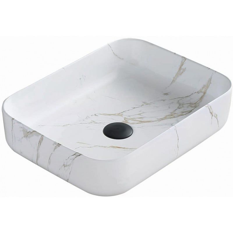 Mexen Carla bordmonteret vask i hvid sten 50 x 39 cm 21555091 1 stk.