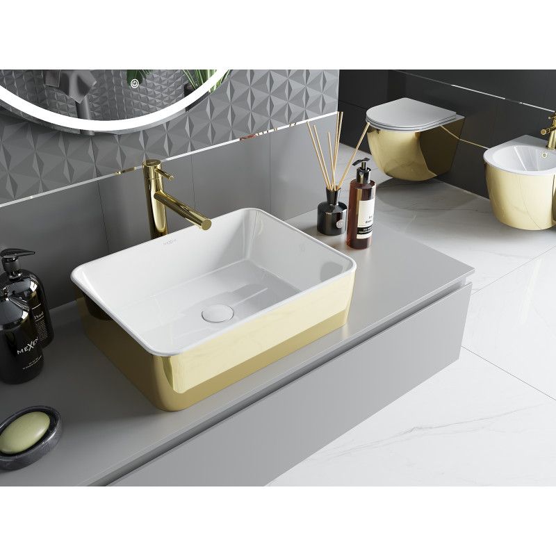 Mexen Catia bordmonteret vask 48 x 37 cm hvid/guld 1 stk.