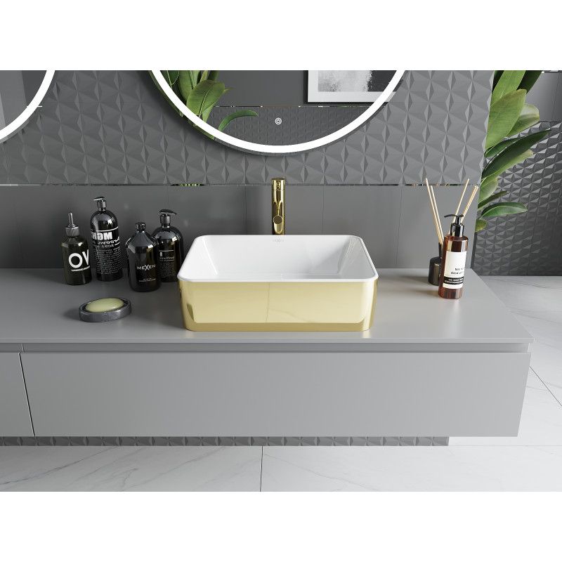 Mexen Catia bordmonteret vask 48 x 37 cm hvid/guld 1 stk.