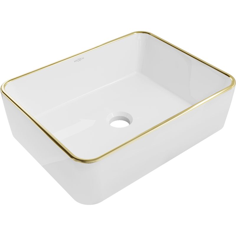 Mexen Catia bordmonteret vask 48 x 37 cm hvid med guldkant, 1 stk.