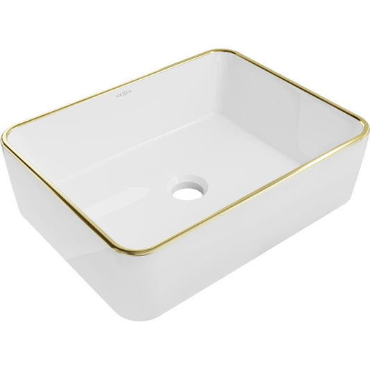 Mexen Catia bordmonteret vask 48 x 37 cm hvid med guldkant, 1 stk.