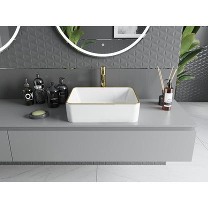 Mexen Catia bordmonteret vask 48 x 37 cm hvid med guldkant, 1 stk.