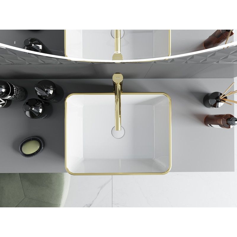 Mexen Catia bordmonteret vask 48 x 37 cm hvid med guldkant, 1 stk.