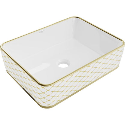 Mexen Catia bordmonteret vask 48 x 37 cm hvid/guld med ternet mønster 1 stk.