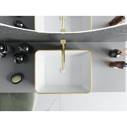Mexen Catia bordmonteret vask 48 x 37 cm hvid/guld med ternet mønster 1 stk.