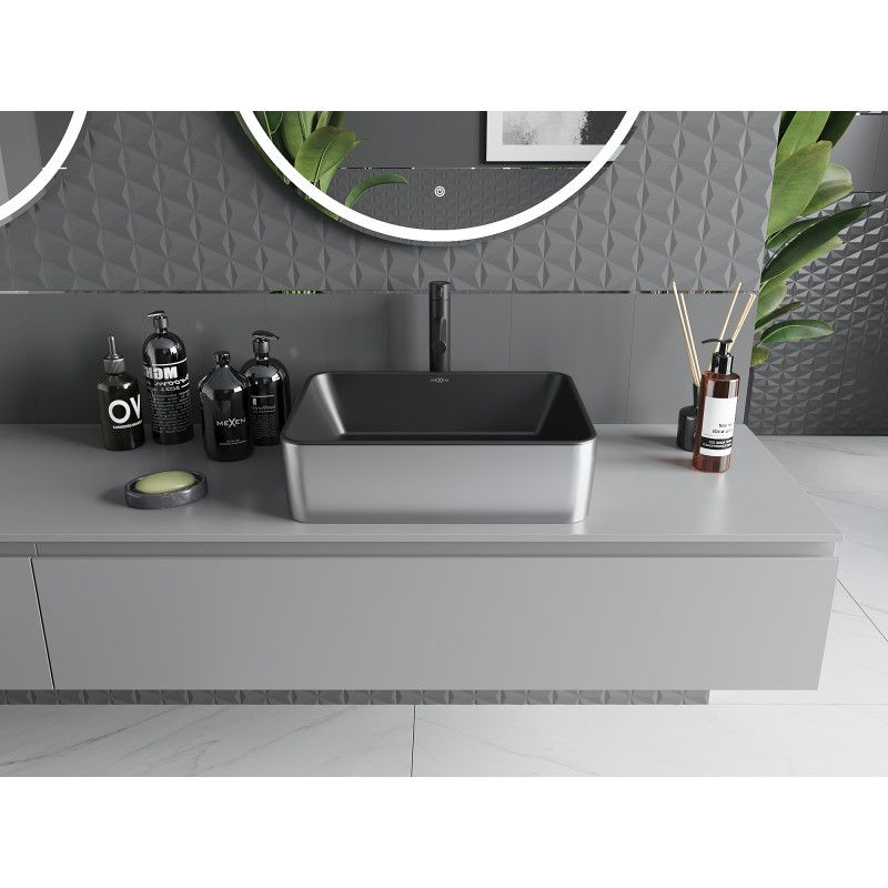 Mexen Catia bordmonteret vask 48 x 37 cm mat-sort/sølv 1 stk.