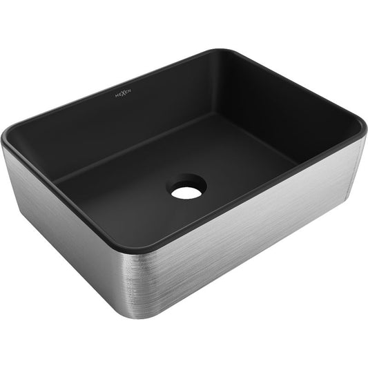 Mexen Catia bordmonteret vask 48 x 37 cm mat-sort med sølvlinjemønster
