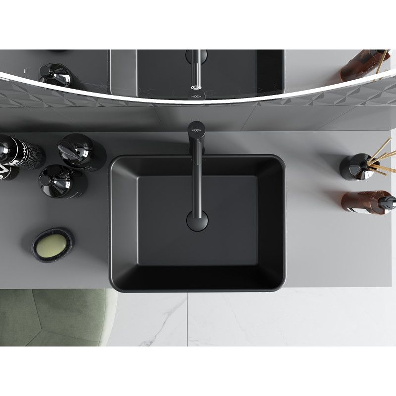 Mexen Catia bordmonteret vask 48 x 37 cm mat-sort med sølvlinjemønster