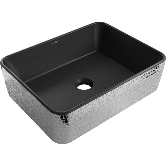 Mexen Catia bordmonteret vask 48 x 37 cm mat-sort med sølvskællemønster