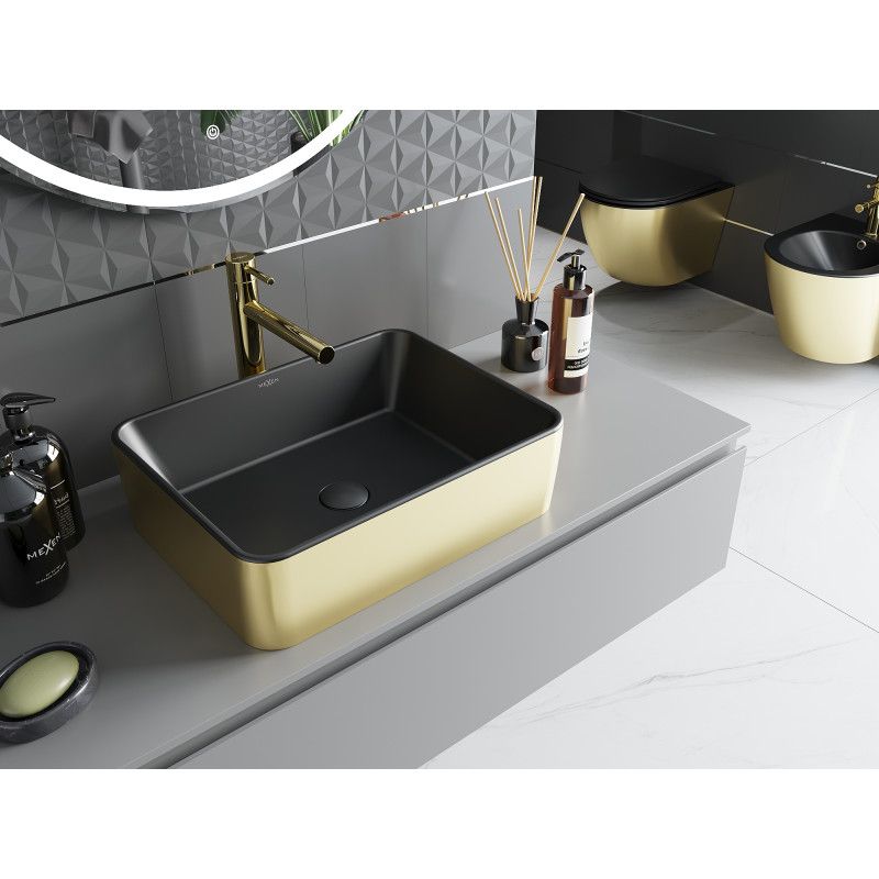 Mexen Catia bordmonteret vask 48 x 37 cm mat-sort/guld 1 stk.