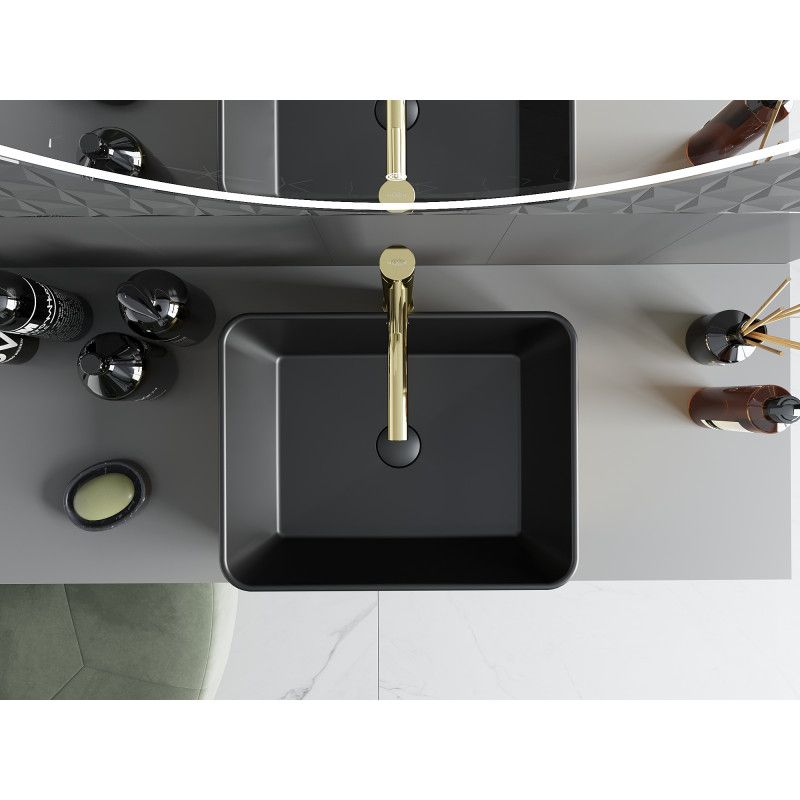 Mexen Catia bordmonteret vask 48 x 37 cm mat-sort/guld 1 stk.