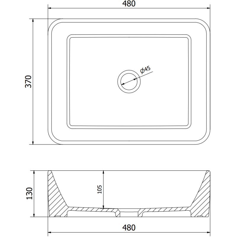 Mexen Catia bordmonteret vask 48 x 37 cm mat-sort/guld 1 stk.