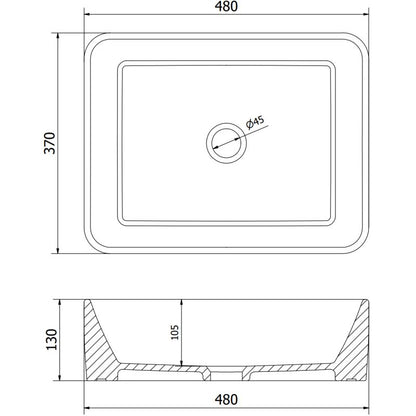 Mexen Catia bordmonteret vask 48 x 37 cm mat-sort/guld 1 stk.