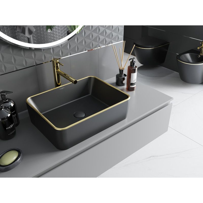 Mexen Catia bordmonteret vask 48 x 37 cm mat‑sort med guldkant 1 stk.
