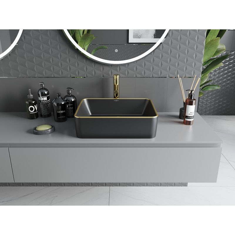 Mexen Catia bordmonteret vask 48 x 37 cm mat‑sort med guldkant 1 stk.