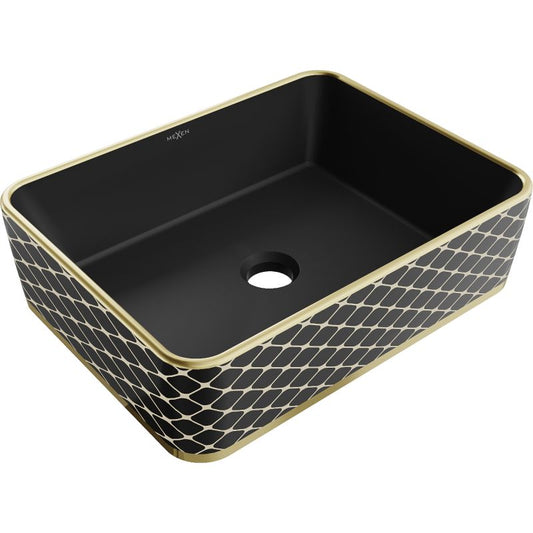 Mexen Catia bordmonteret vask 48 x 37 cm mat-sort/guld med ternet mønster, 1 stk.