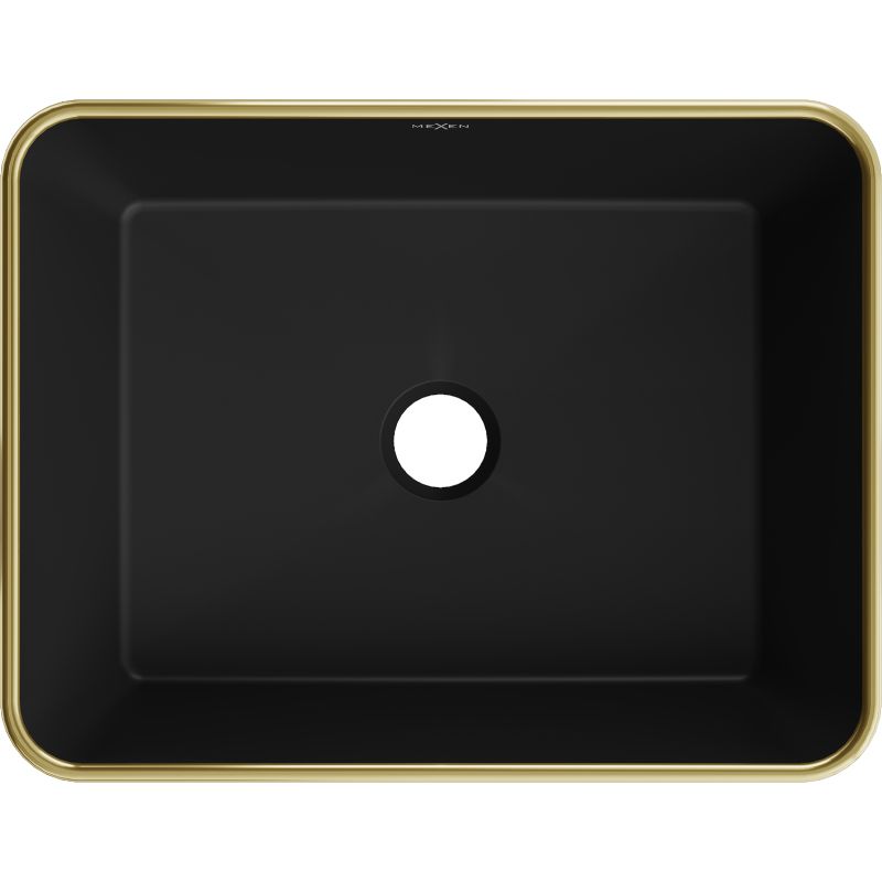 Mexen Catia bordmonteret vask 48 x 37 cm mat-sort/guld med ternet mønster, 1 stk.