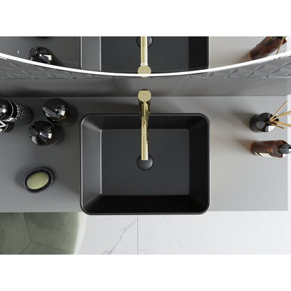 Mexen Catia bordmonteret vask 48 x 37 cm mat‑sort med gyldent linjemønster