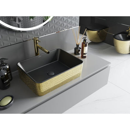 Mexen Catia bordmonteret vask 48 x 37 cm mat-sort/guld med skæl-mønster 1 stk.