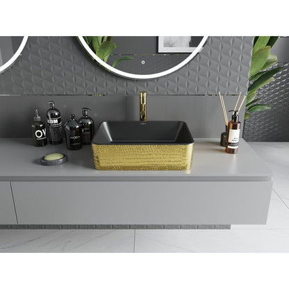 Mexen Catia bordmonteret vask 48 x 37 cm mat-sort/guld med skæl-mønster 1 stk.