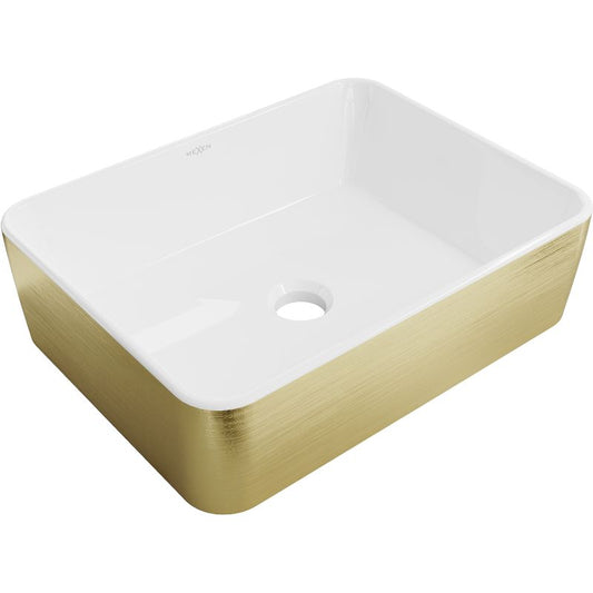 Mexen Catia bordmonteret vask 48 x 38 cm hvid/guld med linjemønster, 1 stk.