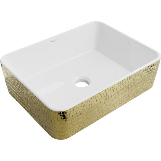 Mexen Catia bordmonteret vask 48 x 38 cm hvid/guld med skælmønster 1 stk.
