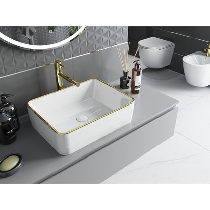 Mexen Catia bordmonteret vask i hvid og guld 48 x 37 cm, 1 stk.