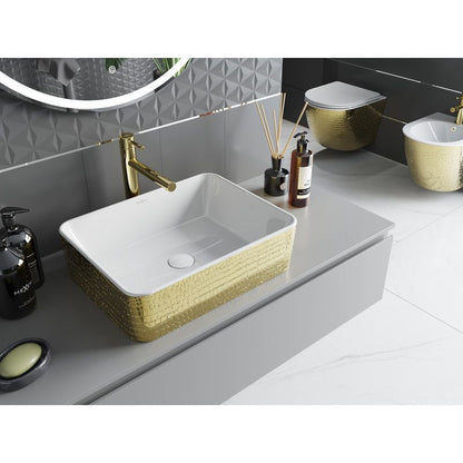 Mexen Catia bordmonteret vask i hvid/guld 48 x 38 cm, 1 stk.