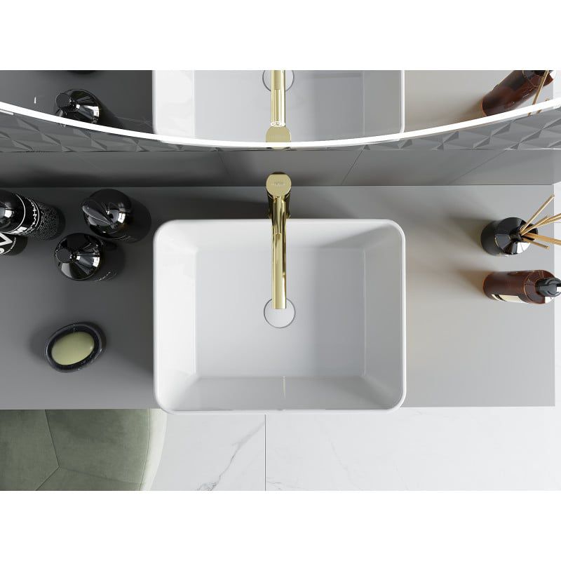 Mexen Catia bordmonteret vask i hvid/guld 48 x 38 cm, 1 stk.