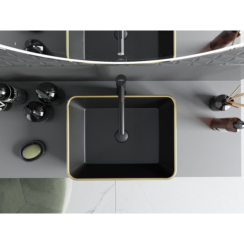 Mexen Catia bordmonteret vask i sort-guld 48 x 37 cm, 1 stk.