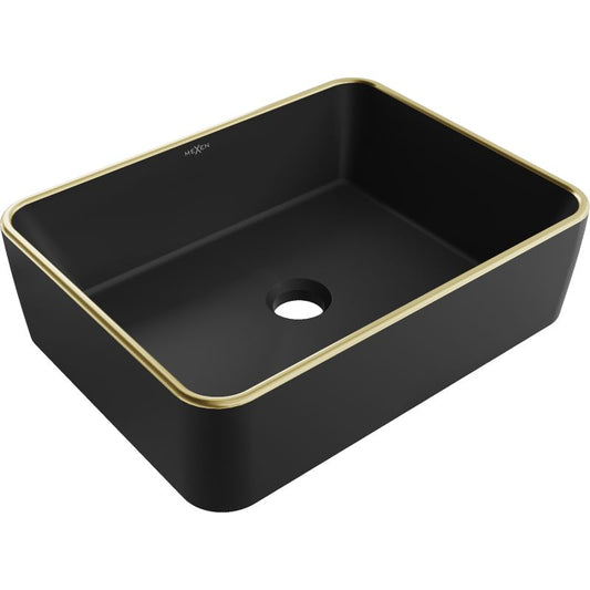Mexen Catia bordmonteret vask i sort/guld 48 x 37 cm