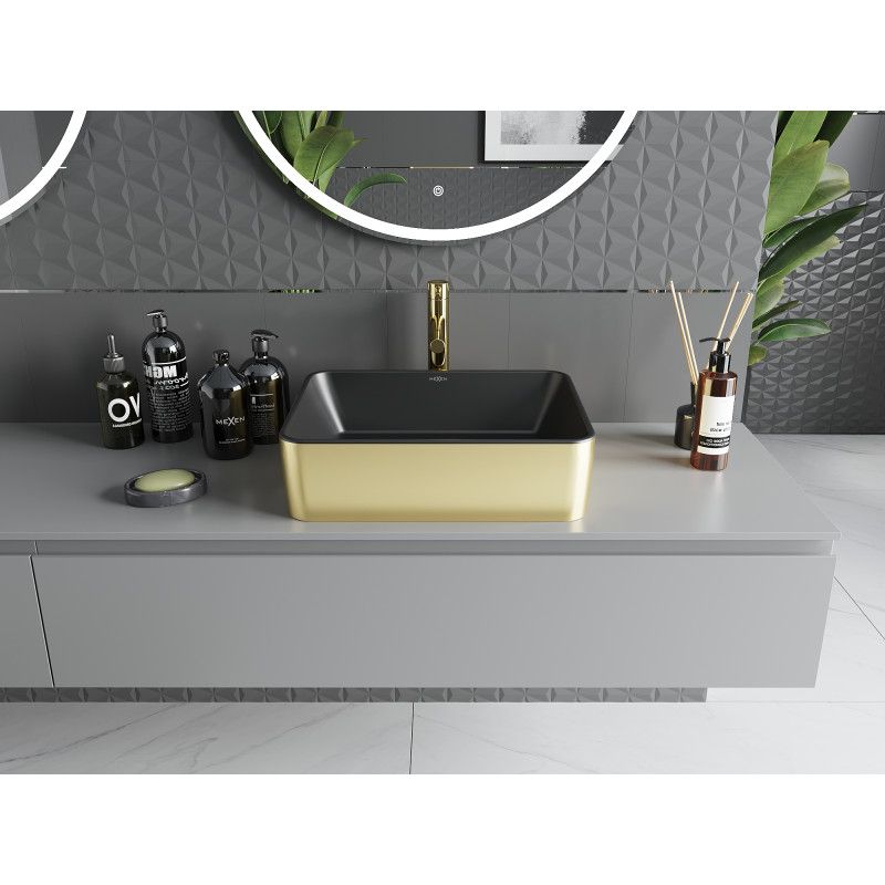 Mexen Catia bordmonteret vask i sort/guld 48 x 37 cm
