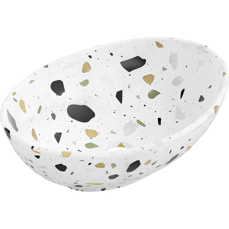 Mexen Elza bordmonteret vask 40 x 33 cm hvid terrazzo-sten 1 stk.