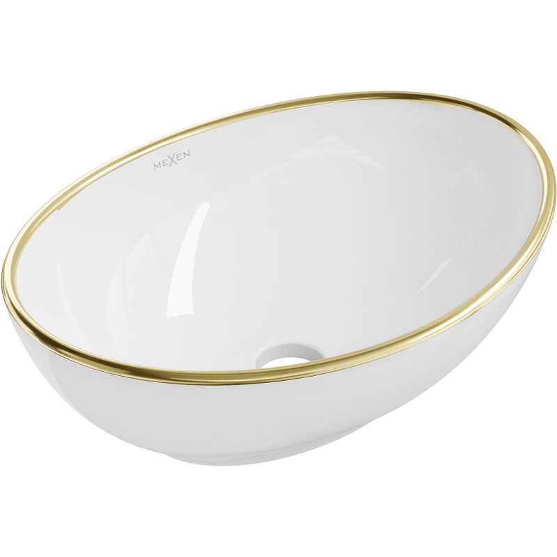 Mexen Elza bordmonteret vask 40 x 33 cm hvid/guld kant 1 stk.