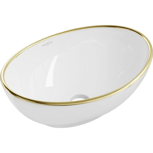Mexen Elza bordmonteret vask 40 x 33 cm hvid/guld kant 1 stk.