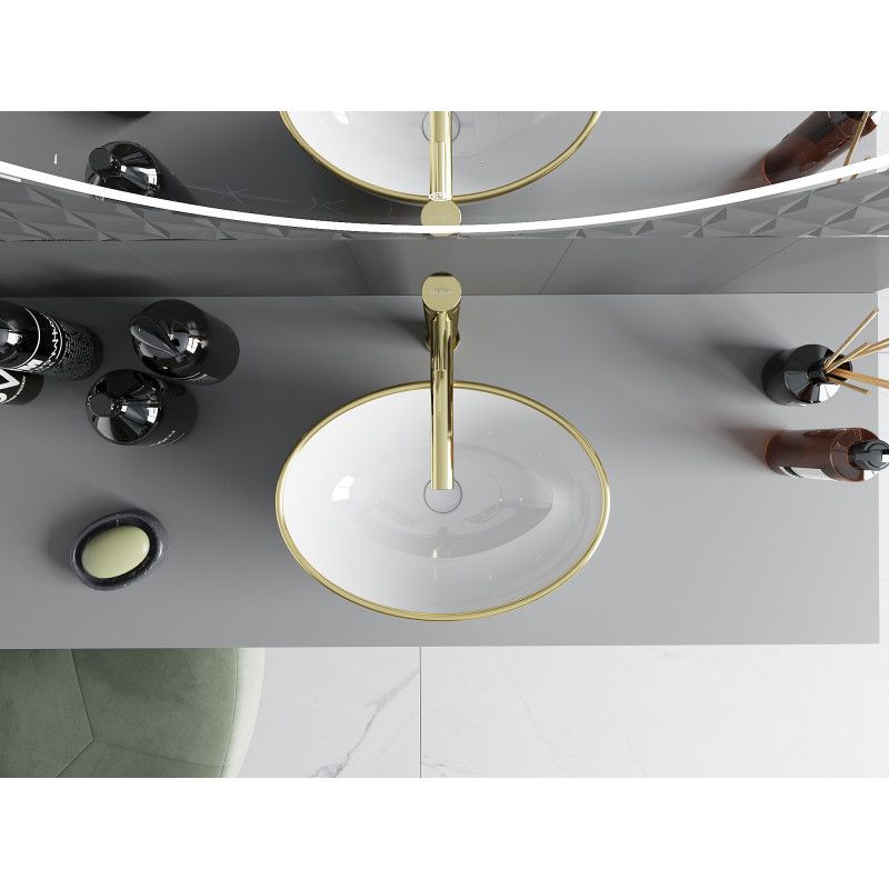 Mexen Elza bordmonteret vask 40 x 33 cm hvid/guld kant 1 stk.