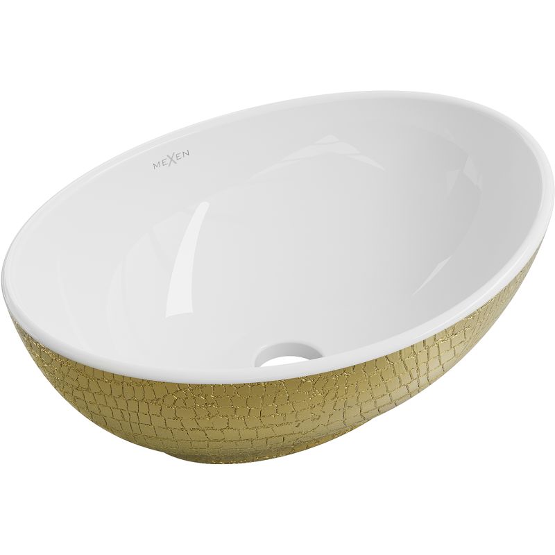 Mexen Elza bordmonteret vask 40 x 33 cm hvid/guld skælmønster 1 stk.