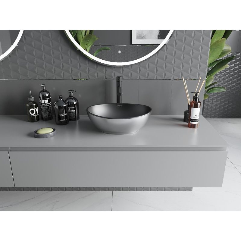 Bordmonteret vask Mexen Elza 40 x 33 cm mat‑sort/sølv 1 stk.
