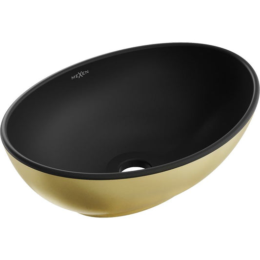 Bordmonteret vask Mexen Elza 40 x 33 cm mat-sort/guld 1 stk.