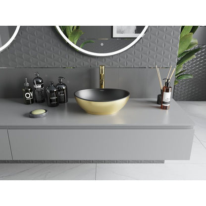 Bordmonteret vask Mexen Elza 40 x 33 cm mat-sort/guld 1 stk.