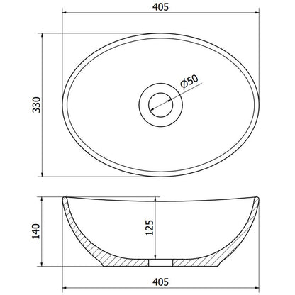 Mexen Elza bordmonteret vask i hvid-sølv 40 x 33 cm, 1 stk.