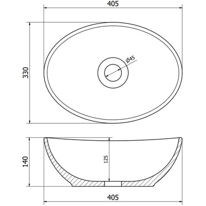Mexen Elza bordmonteret vask i hvid-guld 40,5 x 33 cm, 1 stk.