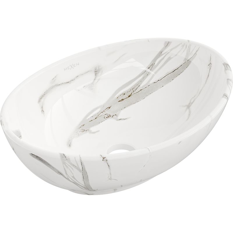 Mexen Elza bordmonteret vask i hvid sten 40,5 x 33 cm 21014082 1 stk.