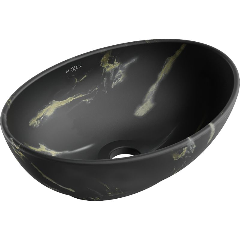 Mexen Elza bordmonteret vask i sort sten 40,5 x 33 cm, 1 stk.