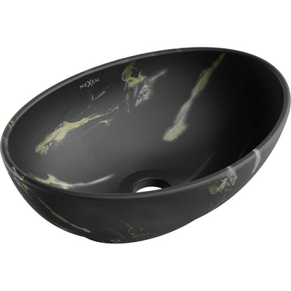 Mexen Elza bordmonteret vask i sort sten 40,5 x 33 cm, 1 stk.