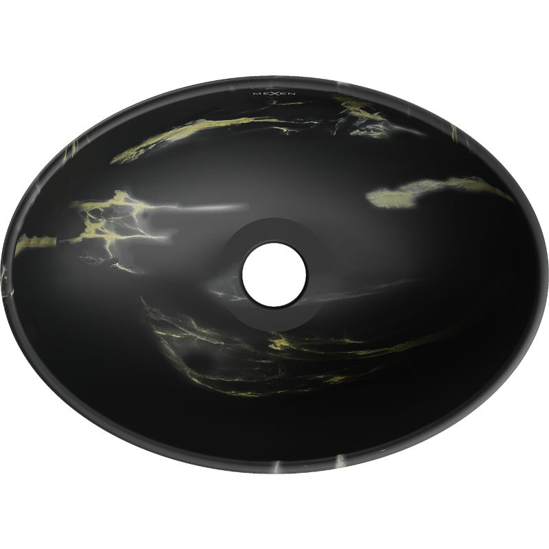 Mexen Elza bordmonteret vask i sort sten 40,5 x 33 cm, 1 stk.