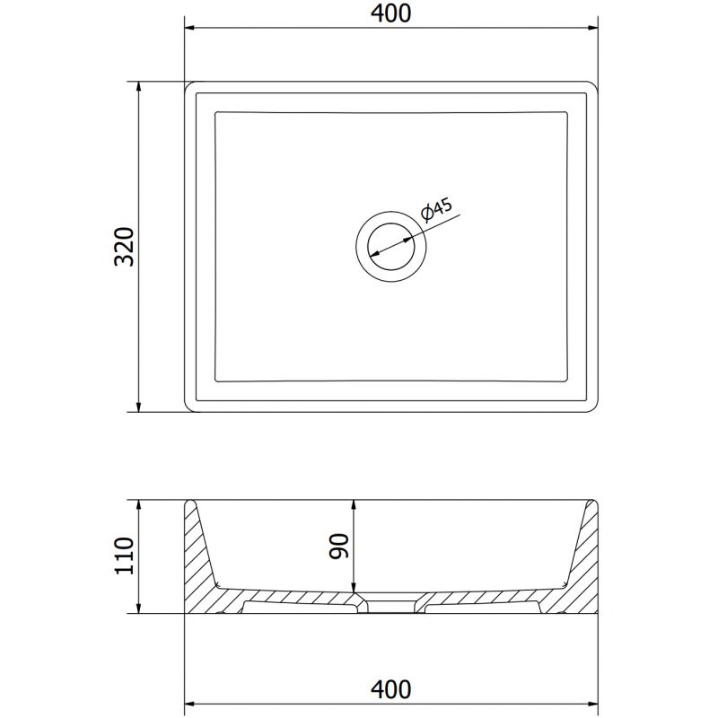 Mexen Goya bordmonteret vask 40 x 32 cm mat sort 1 stk.