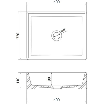 Mexen Goya bordmonteret vask 40 x 32 cm mat sort 1 stk.