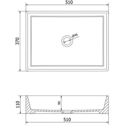 Mexen Goya bordmonteret vask 51 x 37 cm mat sort 1 stk.