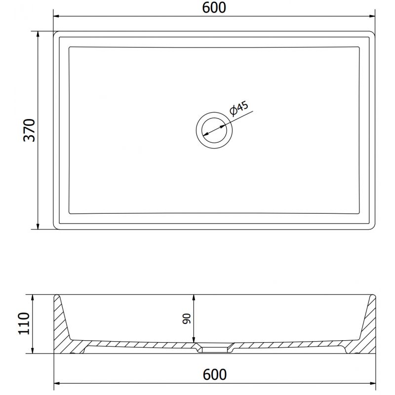 Mexen Goya bordmonteret vask 60 x 37 cm hvid 1 stk.